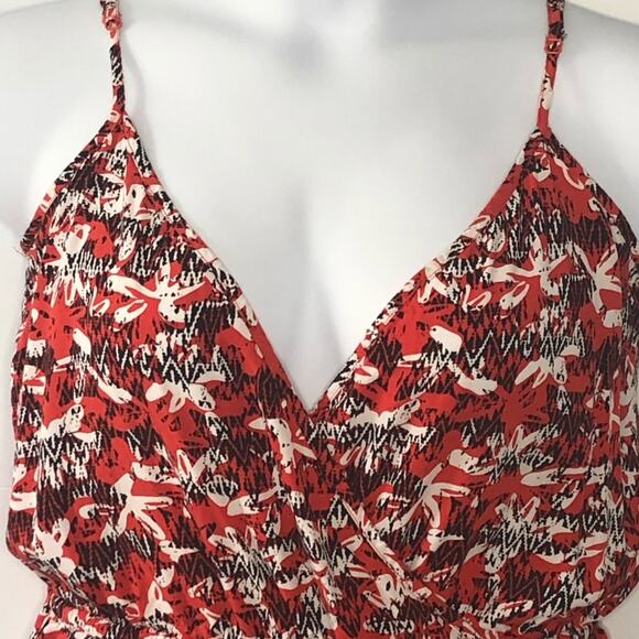 Banana Republic Shorts Romper Faux Wrap Red and Black Floral size Small - Picture 5 of 16